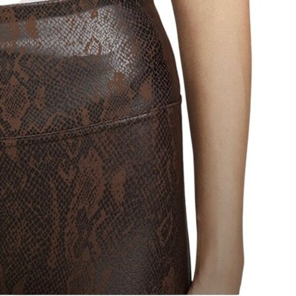 Spanx  Womens Faux Leather Snake Print Leggings Size Small Brown - Picture 3 of 9